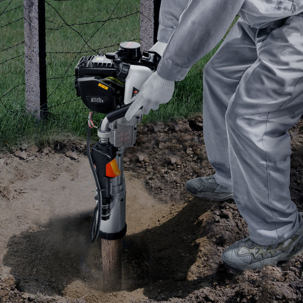 VEVOR 37.77cc Gas-Powered T Post Driver 4-Stroke Fence Piling Pounder w/ 3 Head 
