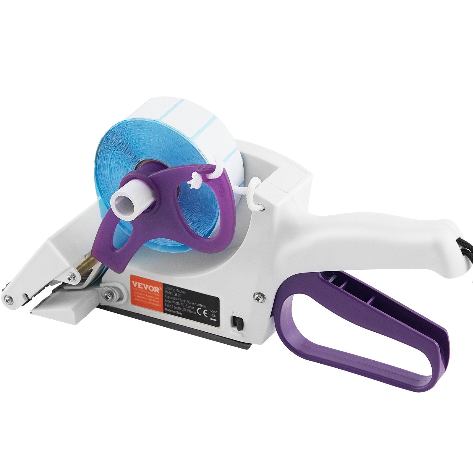 VEVOR Manual Label Applicator, 0.59-2.17 inches Label Width, 0.79-2.36 inches Label Length, Portable Hand-Held Labeling Machine with Label Roll and TPR Roller for Round Bottles, Boxes, Fruits Labeling 