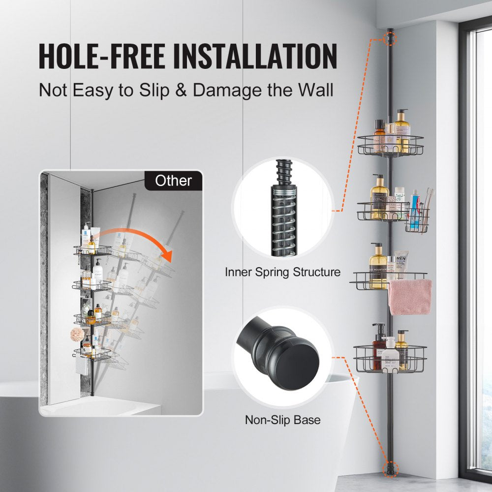 VEVOR 42" to 114" High Shower Corner Caddy Tension Pole Rust-Proof Tension Pole 