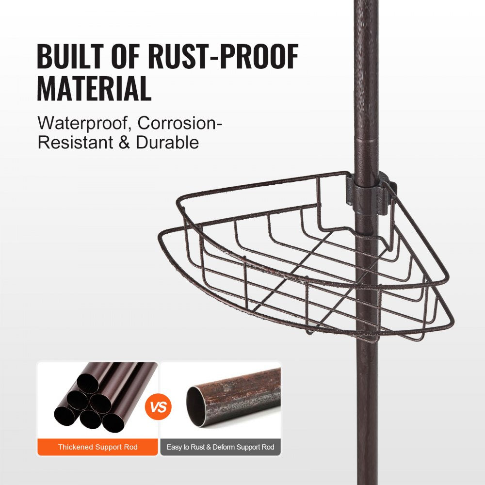 VEVOR 56" to 114" High Shower Corner Caddy Tension Pole Rust-Proof Tension Pole 