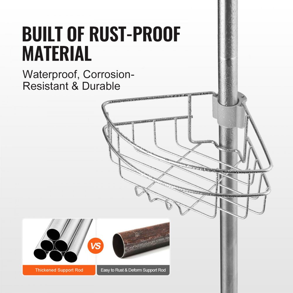 VEVOR 39" to 125" High Shower Corner Caddy Tension Pole Rust-Proof Tension Pole 