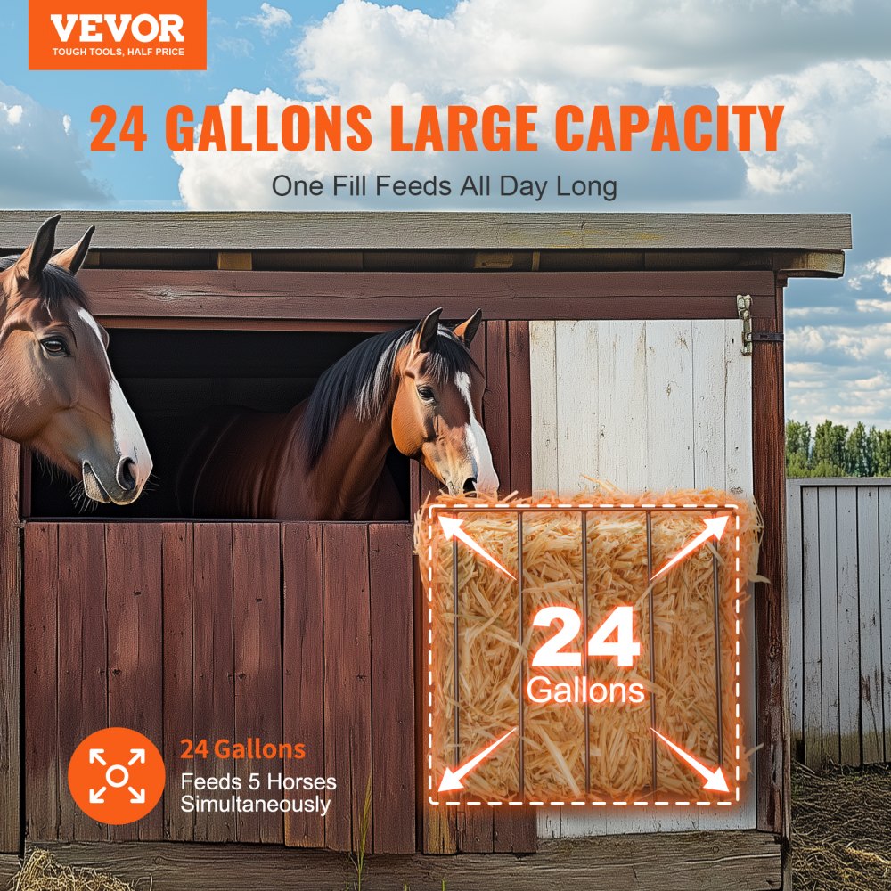 VEVOR Livestock Hay Feeder 2 Packs 24 Gallons Wall Mounted Goat Hay Rack 
