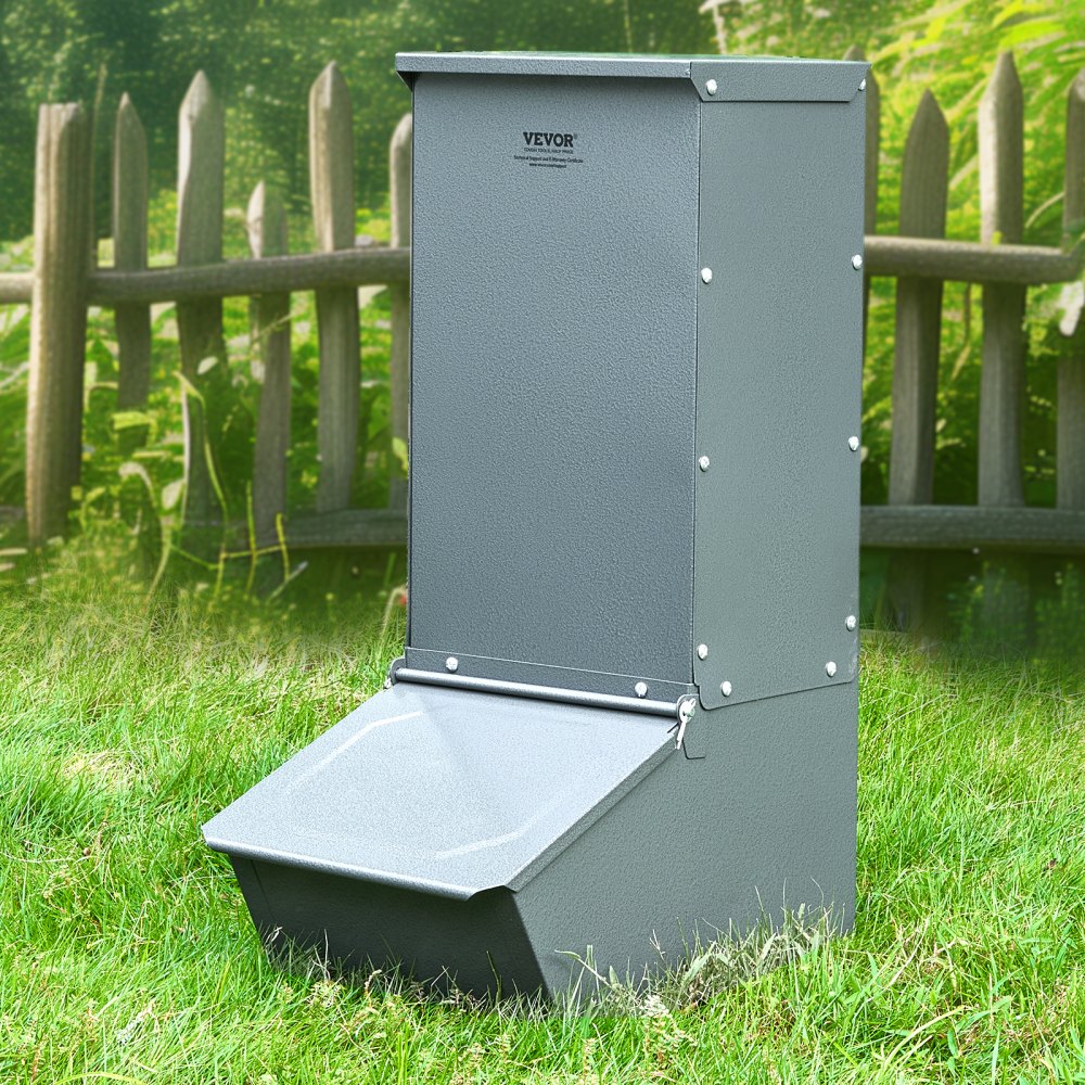 VEVOR Hog Feeder 2.2 Bushel Metal Double Door Pig Feeder Feeding up to 5 Hogs 