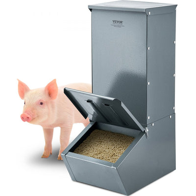 VEVOR Hog Feeder 2.2 Bushel Metal Double Door Pig Feeder Feeding up to 5 Hogs 