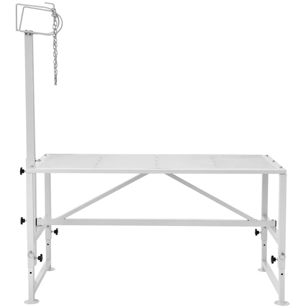 VEVOR Goat & Sheep Stand, 51x23 inch Livestock Stand, Metal Livestock Milking and Shearing Stand 21" to 33" Adjustable Height, with Headpiece and Nose Loop, 500lbs Loading Weight, White