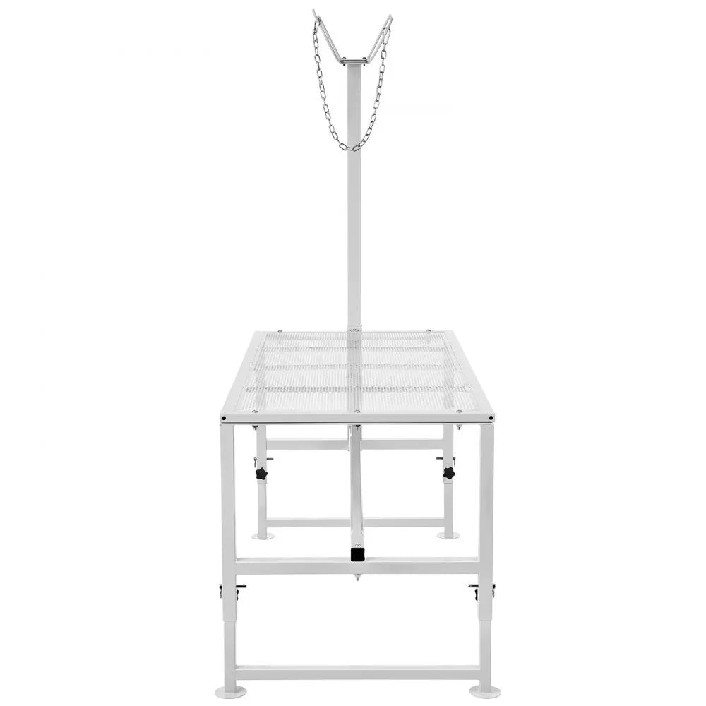 VEVOR Goat & Sheep Stand, 51x23 inch Livestock Stand, Metal Livestock Milking and Shearing Stand 21" to 33" Adjustable Height, with Headpiece and Nose Loop, 500lbs Loading Weight, White