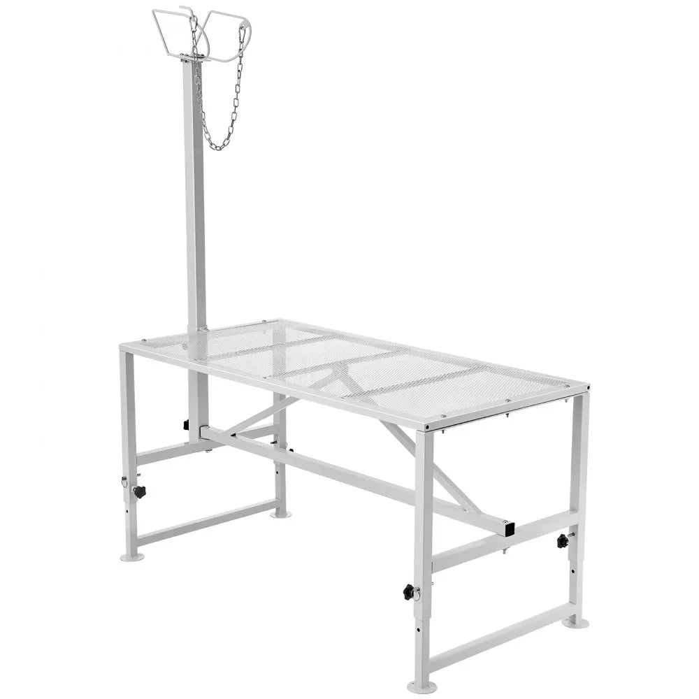 VEVOR Goat & Sheep Stand, 51x23 inch Livestock Stand, Metal Livestock Milking and Shearing Stand 21" to 33" Adjustable Height, with Headpiece and Nose Loop, 500lbs Loading Weight, White