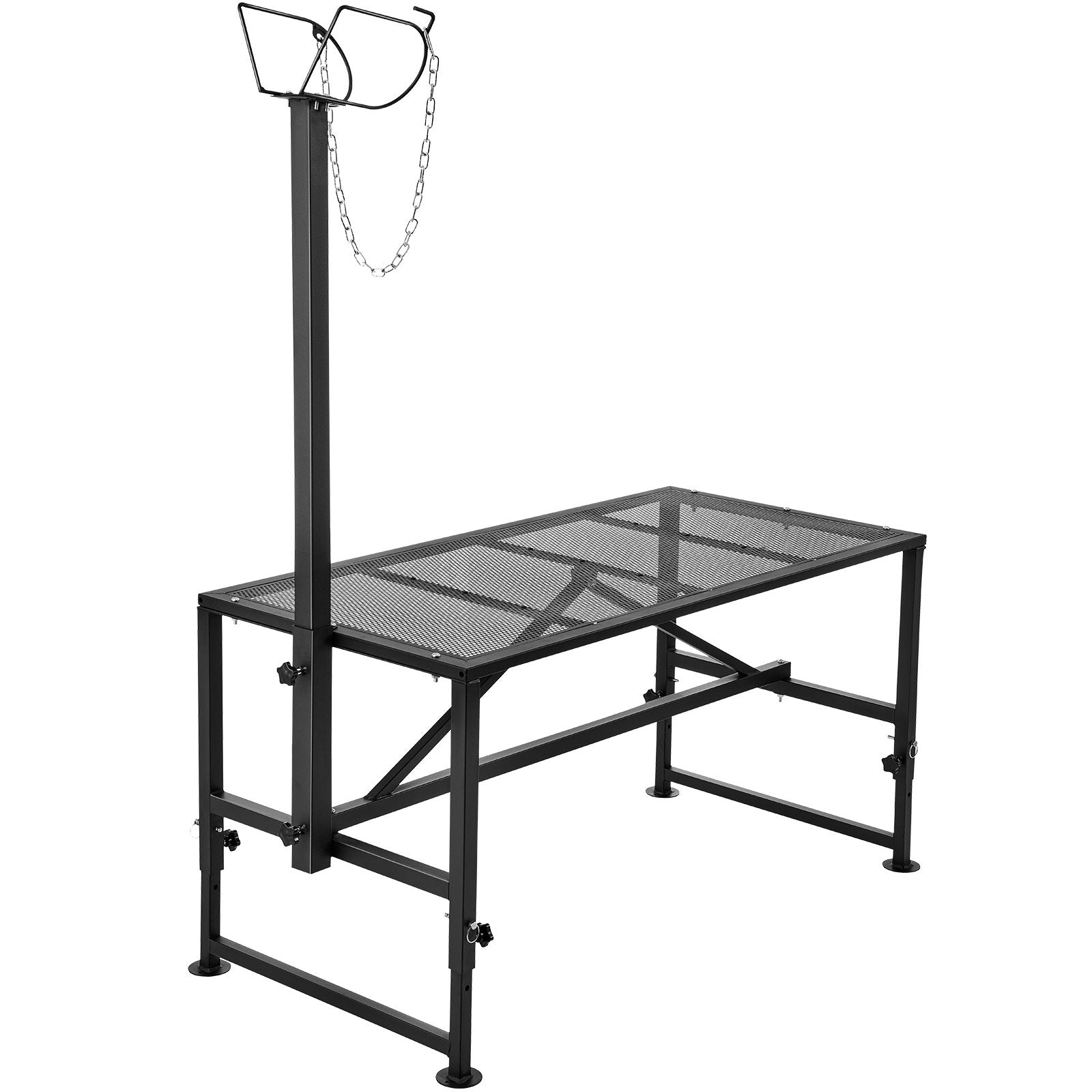 VEVOR Goat & Sheep Stand, 47x23 inch Livestock Stand, Metal Livestock Milking and Shearing Stand 21" to 33" Adjustable Height, with Headpiece and Nose Loop, 500lbs Loading Weight, Black 