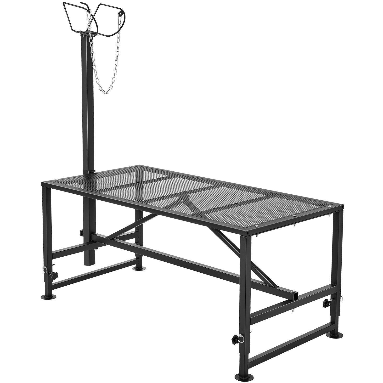 VEVOR Goat & Sheep Stand, 47x23 inch Livestock Stand, Metal Livestock Milking and Shearing Stand 21" to 33" Adjustable Height, with Headpiece and Nose Loop, 500lbs Loading Weight, Black 
