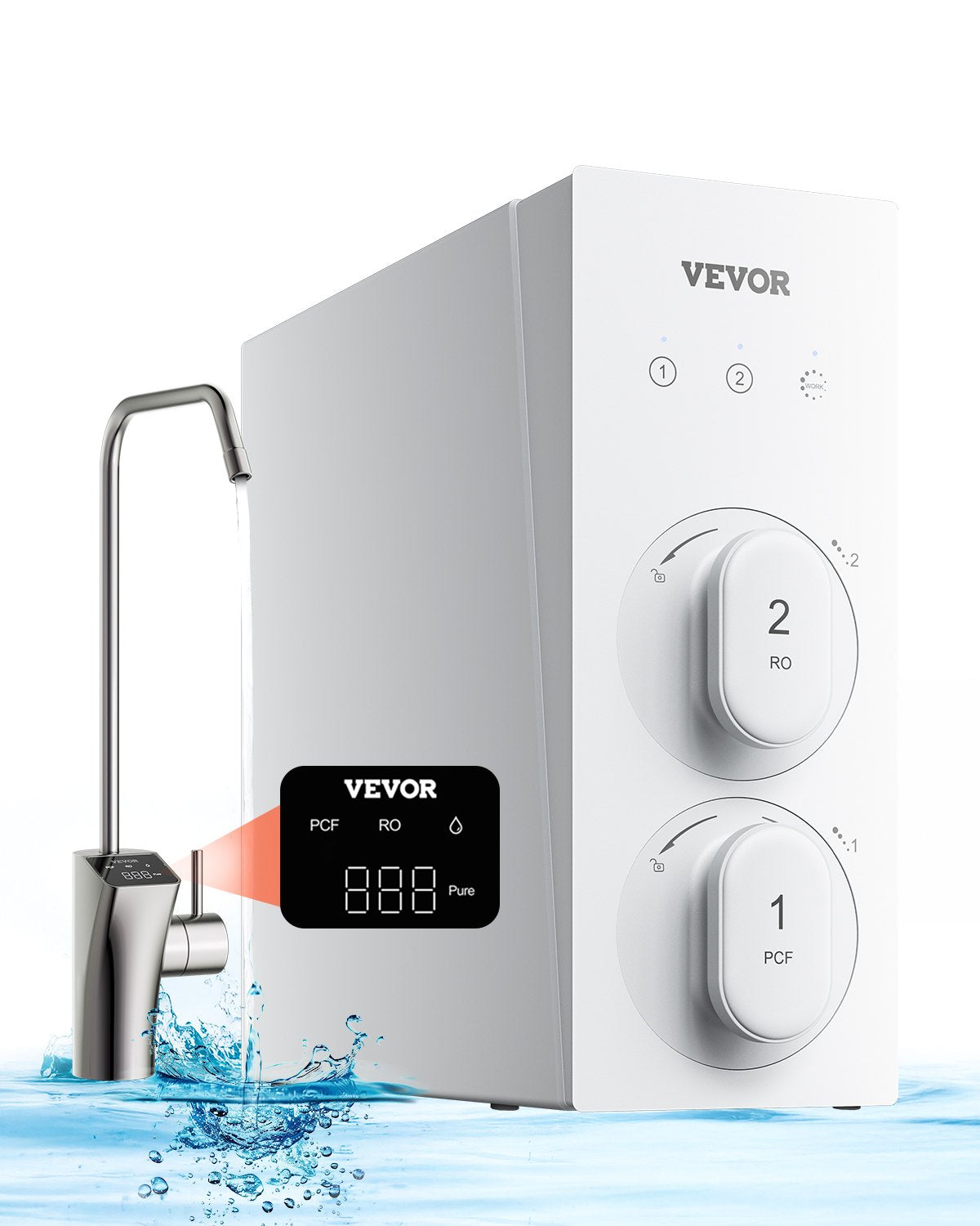 VEVOR Reverse Osmosis System 800 GPD 8-stage Tankless Under Sink Water Filter 