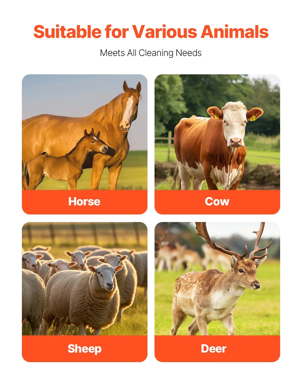 VEVOR Livestock Scratching Brush 4Pcs Itch Relief Horse Scratcher Brush 20 in