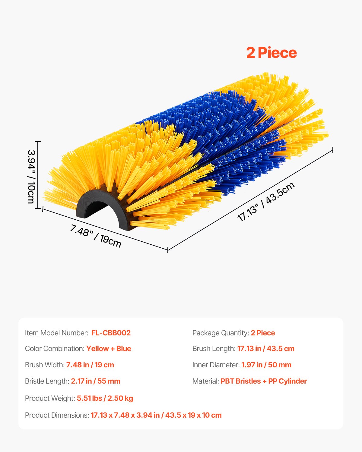 VEVOR Livestock Scratching Brush 2Pcs Itch Relief Horse Scratcher Brush 17.1 in 