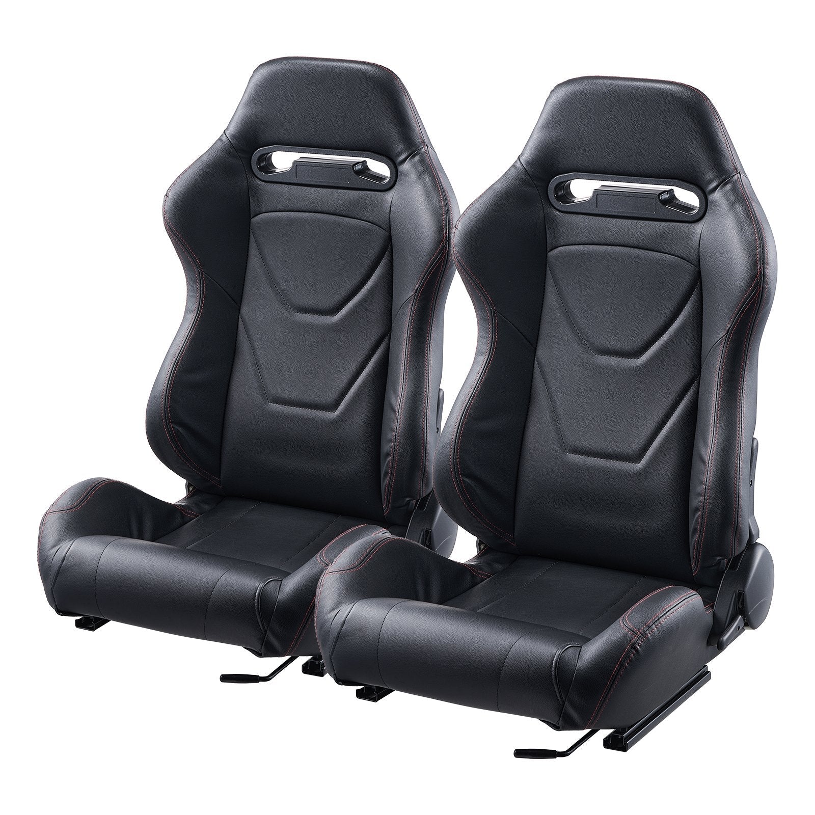 VEVOR 2 Set Racing Seat Adjustable Racing Chair with PVC Leather & Q235B Slider 