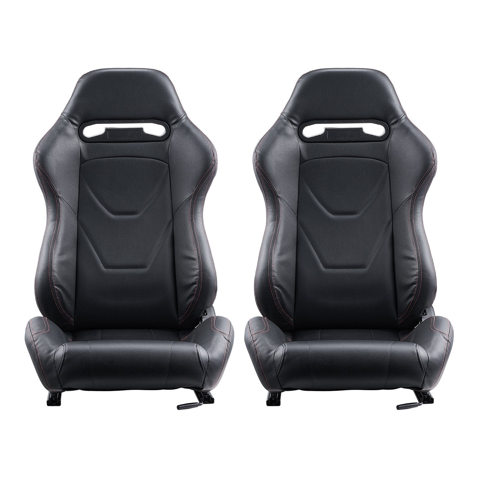 VEVOR 2 Set Racing Seat Adjustable Racing Chair with PVC Leather & Q235B Slider 