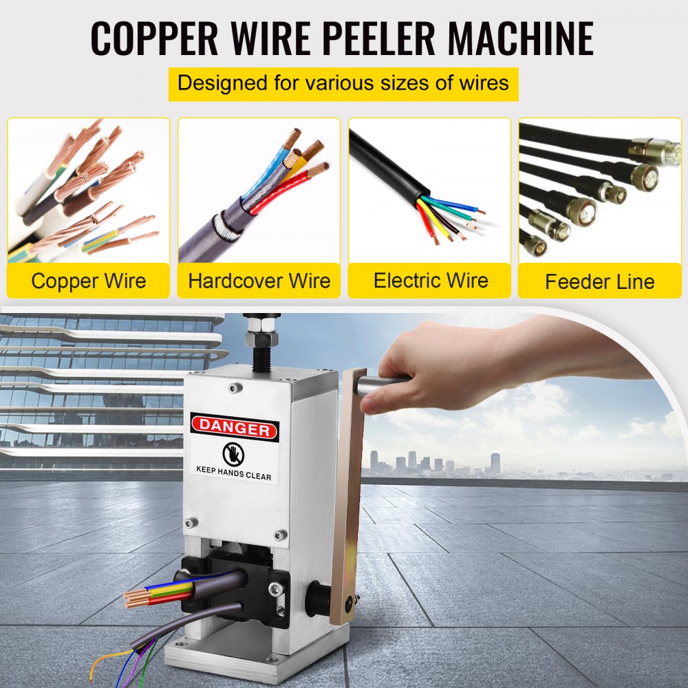 VEVOR Wire Stripping Machine Scrap Metal Recycle Tool Wire Stripping Tool 1.5-25 mm Cable Wire Stripping Machine  with 1 Cutting Blade Wire for Scrap Copper Wire Cable Stripping Cutters (2 Holes) 