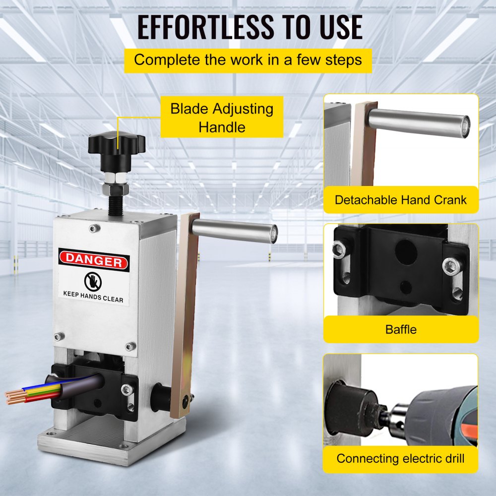 VEVOR Wire Stripping Machine Scrap Metal Recycle Tool Wire Stripping Tool 1.5-25 mm Cable Wire Stripping Machine  with 1 Cutting Blade Wire for Scrap Copper Wire Cable Stripping Cutters (2 Holes) 