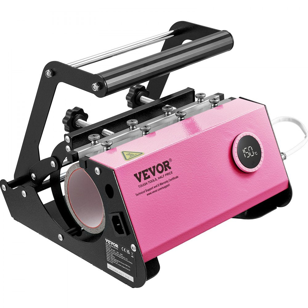 VEVOR Mug Heat Press, 11-30oz Tumbler Heat Press Machine, Sublimation Transfer Straight Skinny Tumblers, Cup Heat Press with Heat-resist Gloves & Tape, DIY Ceramic Mugs Cups Glasses, As Gift, Pink 