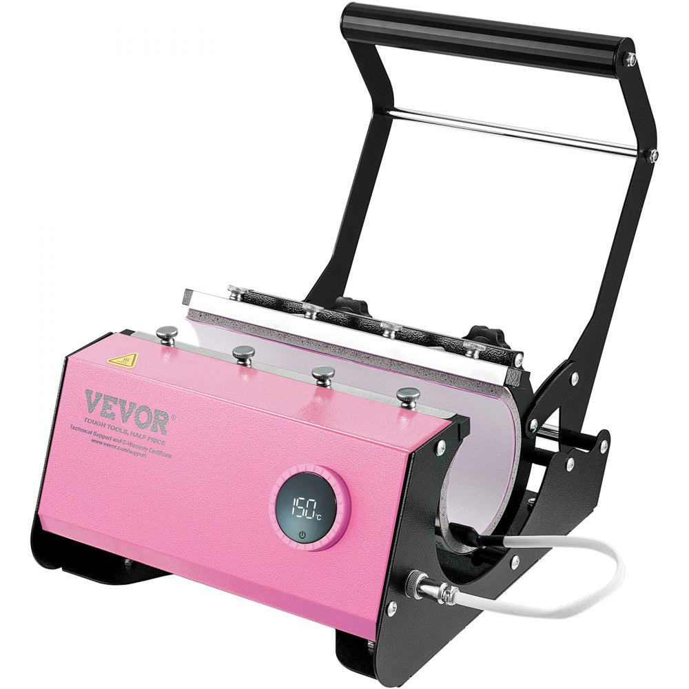 VEVOR Mug Heat Press, 11-30oz Tumbler Heat Press Machine, Sublimation Transfer Straight Skinny Tumblers, Cup Heat Press with Heat-resist Gloves & Tape, DIY Ceramic Mugs Cups Glasses, As Gift, Pink 