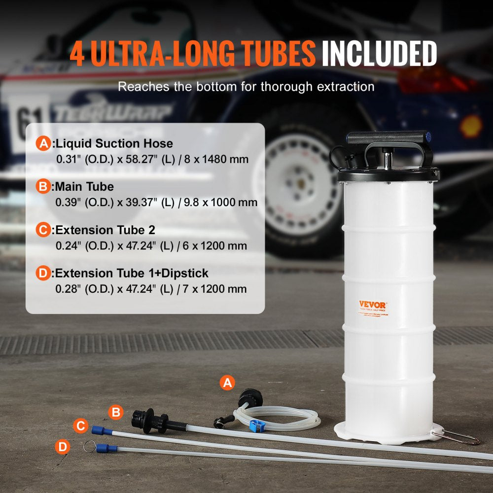 VEVOR Fluid Extractor, 1.74 Gallons (6.5 Liters), Manual Hand-Operated Oil Changer Vacuum Fluid Extractor with Dipstick and Hose, Oil Extractor Change Pump for Automotive Fluids Vacuum Evacuation 