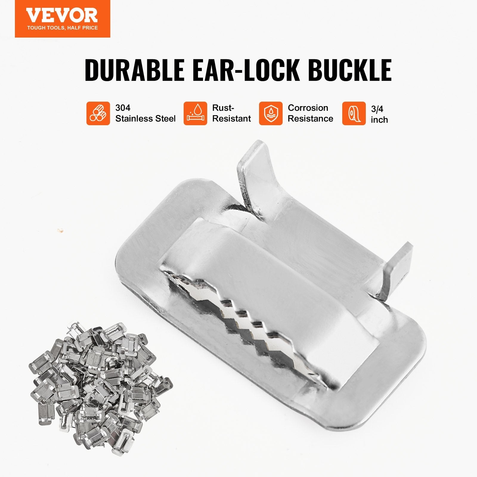 VEVOR Banding Strapping Kit with Strapping Tensioner Tool, 100 ft Length 304 Stainless Steel Banding, 100 Metal Seals, Pallet Packaging Strapping Banding Kit, Banding Packaging Strapping for Packing 