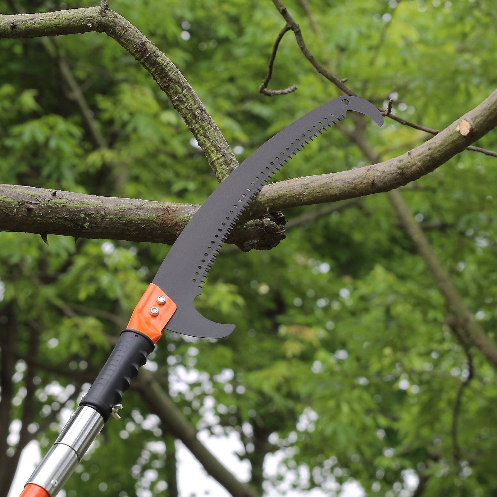 VEVOR Manual Pole Saw, 7.3-27 ft Extendable Tree Pruner, Sharp Steel Blade High Branches Trimming, Manual Branch Trimmer with Lightweight 8 Fiberglass Handles, for Pruning Palms and Shrubs 
