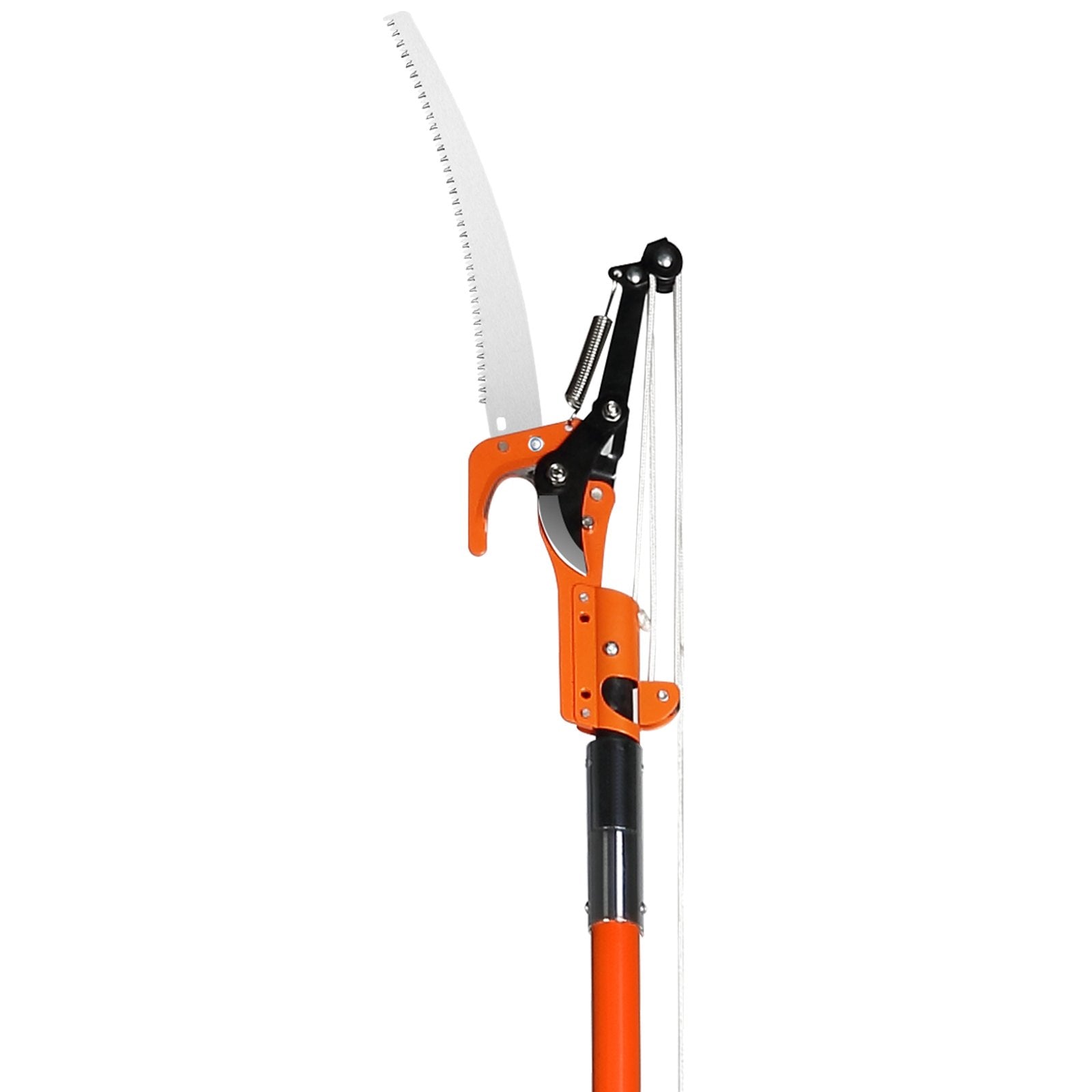 VEVOR Manual Pole Saw, 7.3-27 ft Extendable Tree Pruner, Sharp Steel Blade and Scissors High Branches Trimming, Branch Trimmer with Lightweight 8 Fiberglass Handles, for Pruning Palms and Shrubs 
