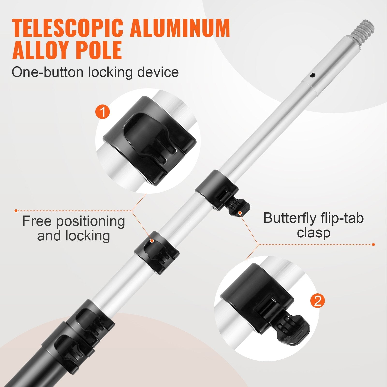 VEVOR Manual Pole Saw Extendable Tree Pruner 4.9-20 ft Aluminum Alloy Pole 