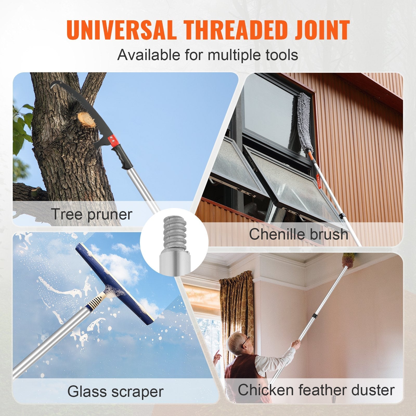 VEVOR Manual Pole Saw Extendable Tree Pruner 4.9-20 ft Aluminum Alloy Pole 