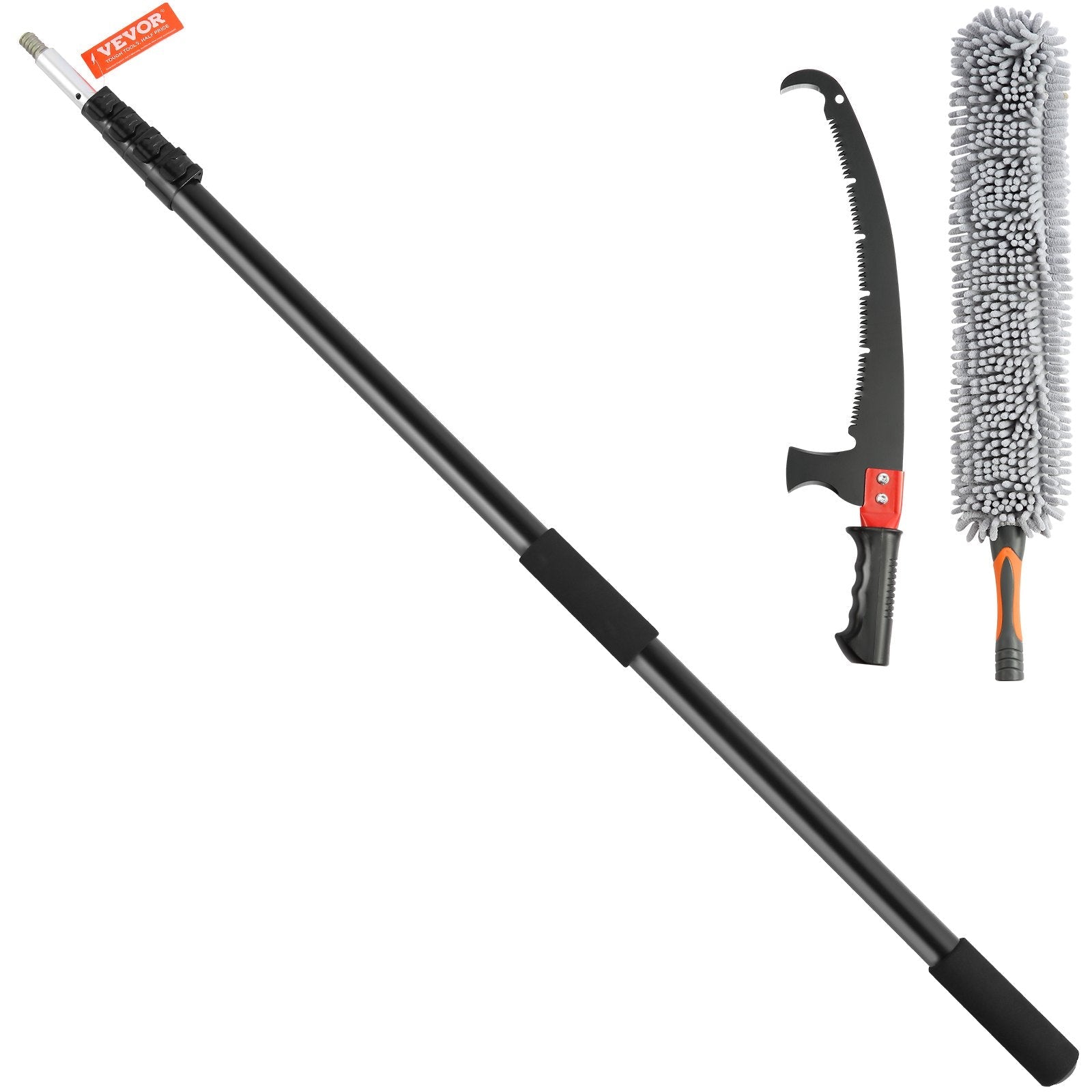 VEVOR Manual Pole Saw Extendable Tree Pruner 4.9-20 ft Aluminum Alloy Pole 