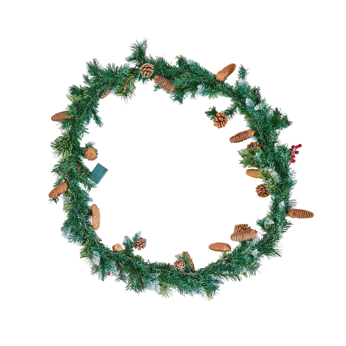 VEVOR 9-Ft Christmas Garland with 50 LED Lights, Artificial Pine Garland with Pine Cones and Berry Clusters for Mantel, Fireplace and Doorway