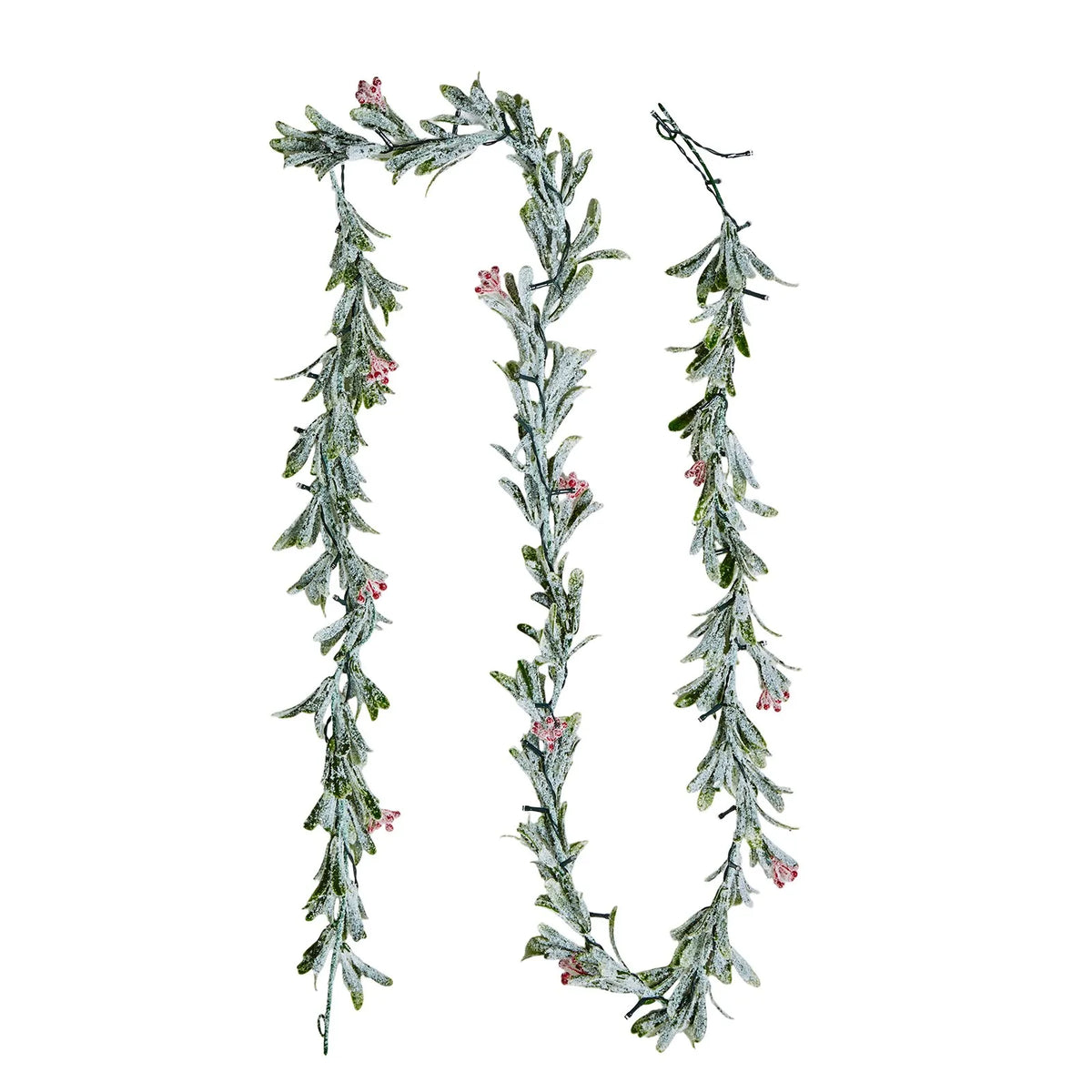 VEVOR 9-Ft Christmas Garland with 30 LED Lights, Artificial Greenery with Olive Leaves, Vines and Red Berries for Mantel and Fireplace
