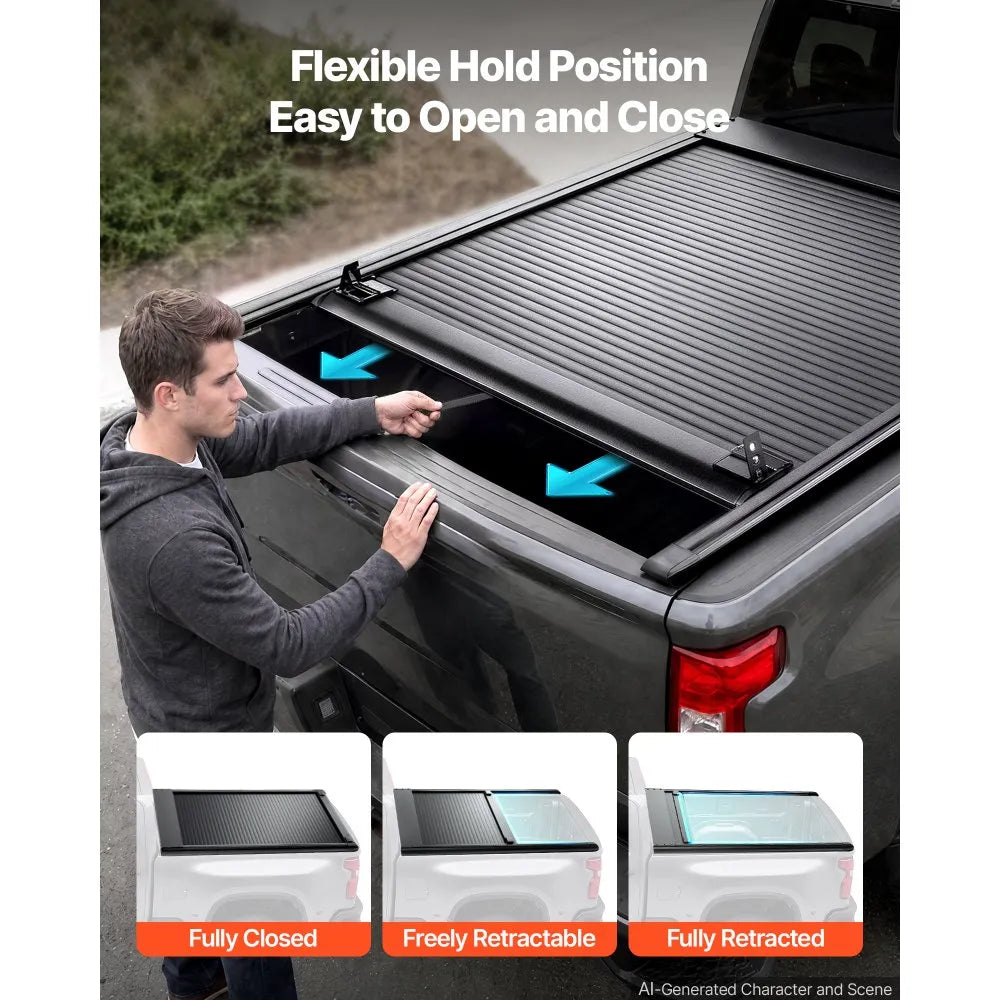 6.9 ft Retractable Hard Tonneau Cover for Chevy/GMC Silverado & Sierra 2500/3500HD – Waterproof Aluminum Truck Bed Cover