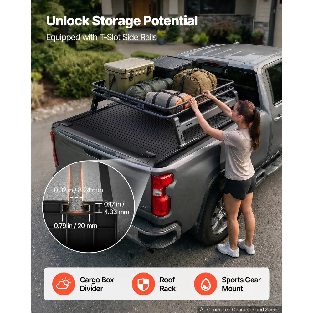 6.9 ft Retractable Hard Tonneau Cover for Chevy/GMC Silverado & Sierra 2500/3500HD – Waterproof Aluminum Truck Bed Cover