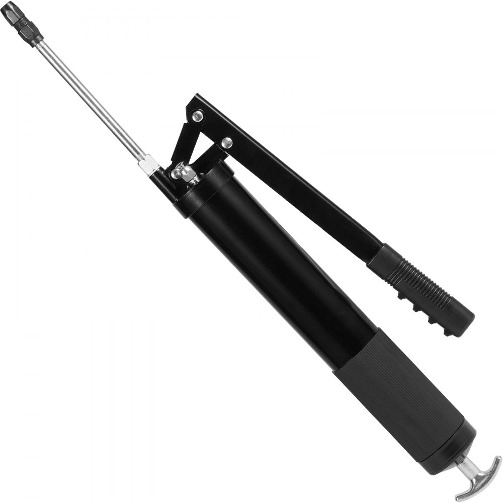 VEVOR Grease Gun, 10000 PSI Max. Working Pressure, 20 OZ / 600 CC Capacity Heavy Duty Lever Action Grease Gun Kit, Includes 18.5 Inch Flexible Hose, 2 Black Flat Couplers, and 1 Straight Metal Pipes 
