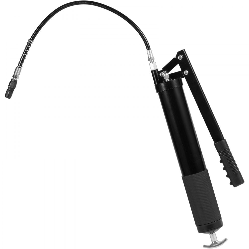 VEVOR Grease Gun, 10000 PSI Max. Working Pressure, 20 OZ / 600 CC Capacity Heavy Duty Lever Action Grease Gun Kit, Includes 18.5 Inch Flexible Hose, 2 Black Flat Couplers, and 1 Straight Metal Pipes 