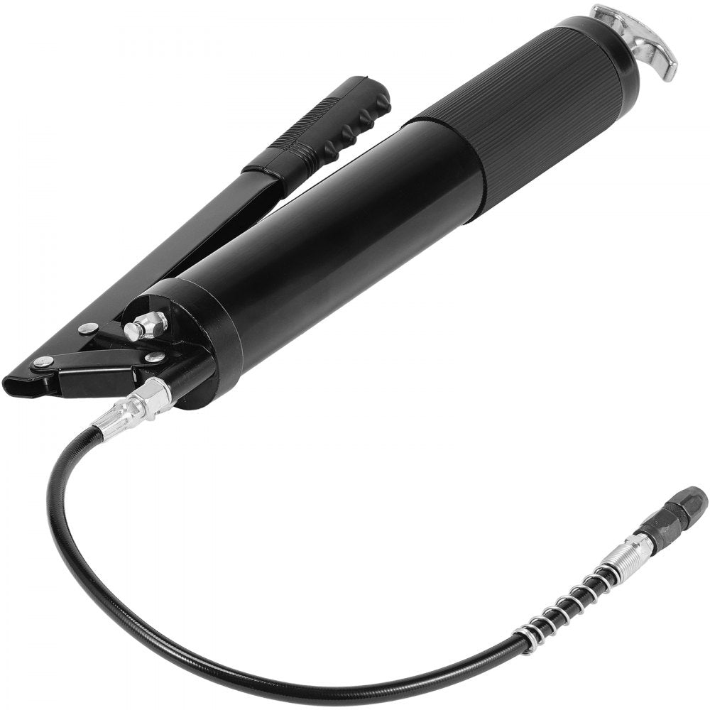 VEVOR Grease Gun, 10000 PSI Max. Working Pressure, 20 OZ / 600 CC Capacity Heavy Duty Lever Action Grease Gun Kit, Includes 18.5 Inch Flexible Hose, 2 Black Flat Couplers, and 1 Straight Metal Pipes 