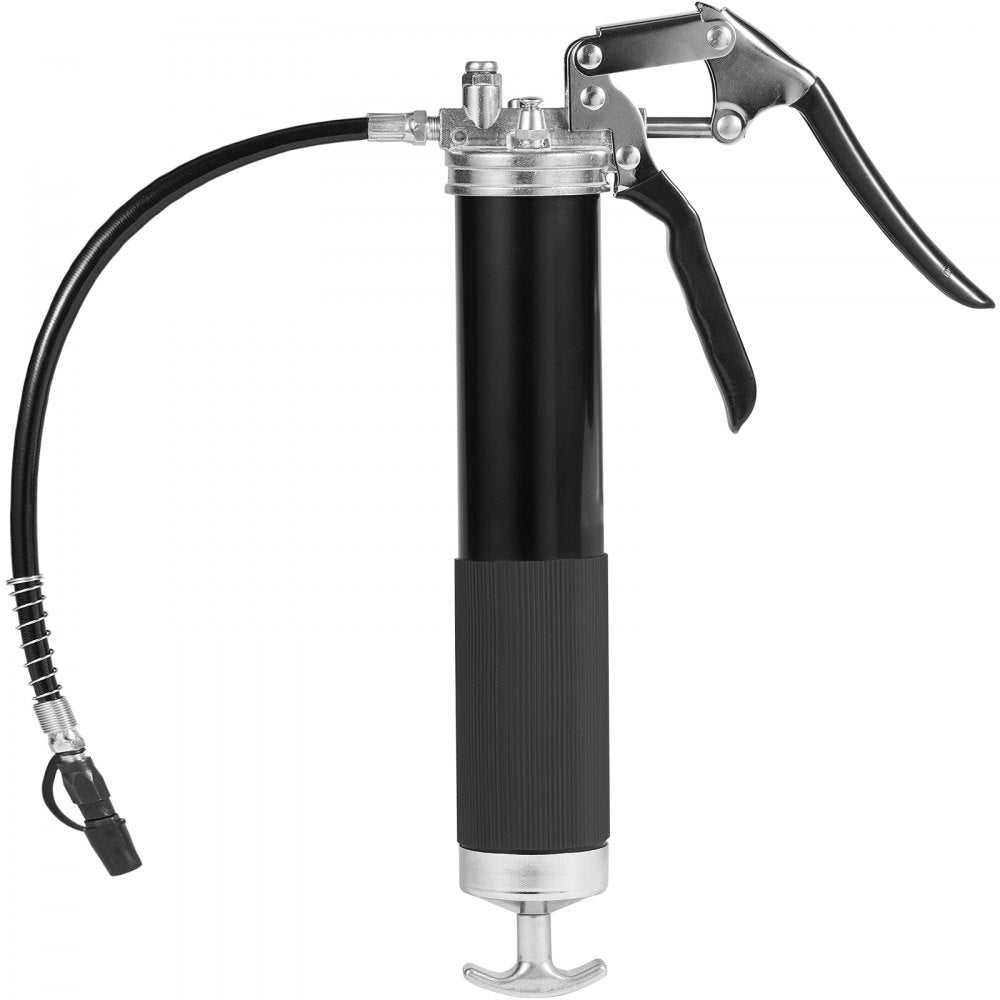 VEVOR Pistol Grip Grease Gun, 6000 PSI, 14 OZ / 400 CC Capacity Heavy Duty Professional Grease Gun, with 19.69 Inch Flexible Hose 2 Black Flat Couplers, 1 Pointed Coupler, and 2 Rigid Metal Pipe 