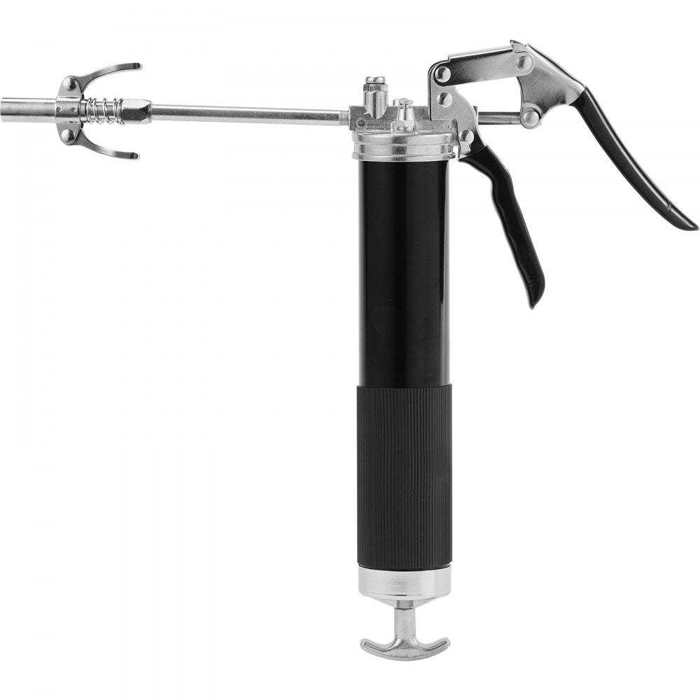 VEVOR Pistol Grip Grease Gun, 6000 PSI, 14 OZ / 400 CC Capacity Heavy Duty Professional Grease Gun, with 19.69 Inch Flexible Hose 2 Black Flat Couplers, 1 Pointed Coupler, and 2 Rigid Metal Pipe 