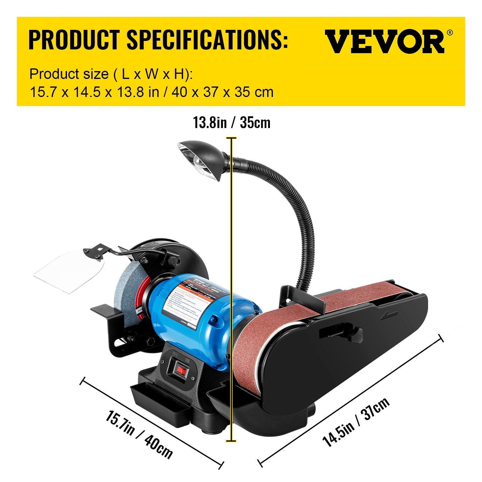 VEVOR 2 IN 1 2inch Belt Grinder for Knife Making 6inch 3450rpm per min Belt and Disc Bench Sander 90 Degree Belt Holder with Sturdy Base and LED Working Lamp 