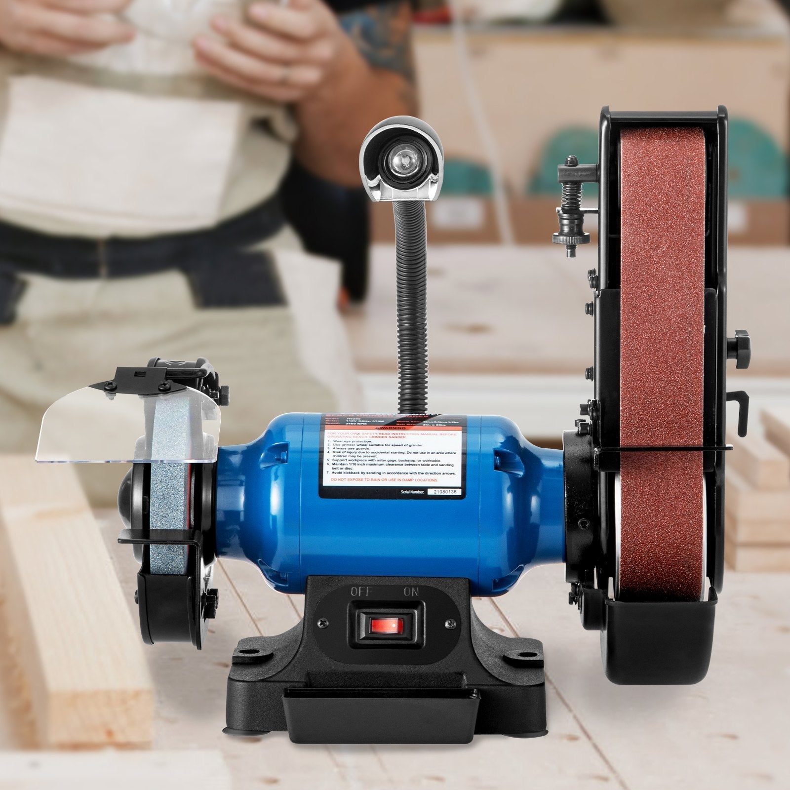 VEVOR 2 IN 1 2inch Belt Grinder for Knife Making 6inch 3450rpm per min Belt and Disc Bench Sander 90 Degree Belt Holder with Sturdy Base and LED Working Lamp 