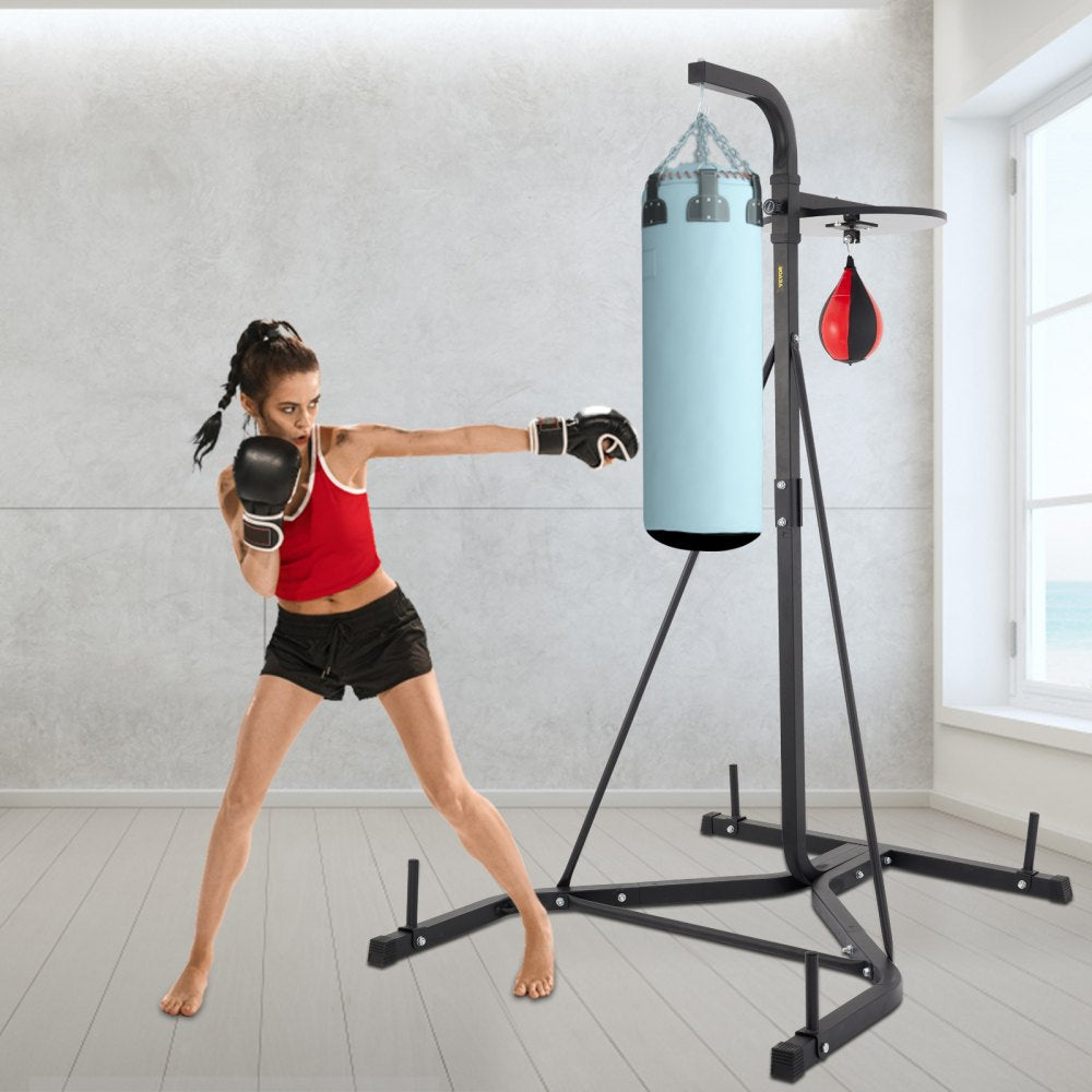 VEVOR Heavy Bag Stand with Speed Ball , Height Adjustable Punching Bag Stand, Foldable Boxing Bag Stand Steel Sandbag Rack Freestanding Up to 132 lbs for Home and Gym Fitness. 