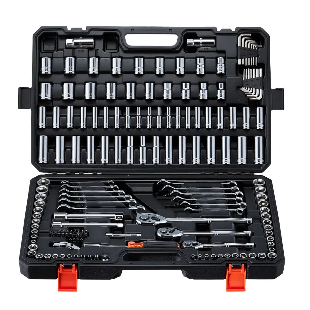 VEVOR 159-Piece Mechanics Tool Set, 1/4", 3/8" & 1/2" Drive SAE & Metric Socket Set with Wrenches & Bits