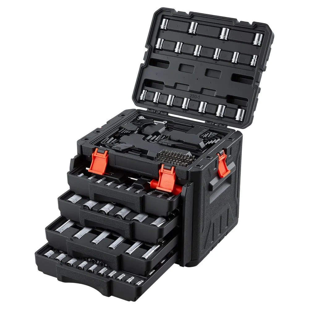 VEVOR 230-Piece Mechanic Tool Kit, Multi-Drive SAE & Metric Socket and Wrench Set with Case