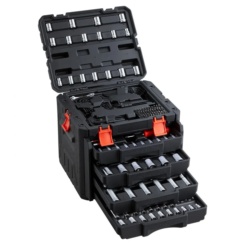 VEVOR 230-Piece Mechanic Tool Kit, Multi-Drive SAE & Metric Socket and Wrench Set with Case