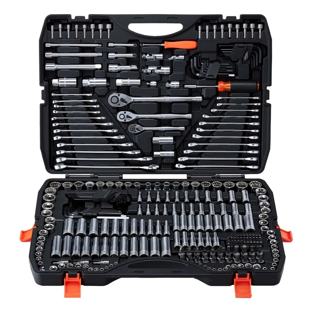 VEVOR 308-Piece Mechanic Tool Set, 1/4", 3/8" & 1/2" Drive SAE & Metric Socket and Wrench Kit