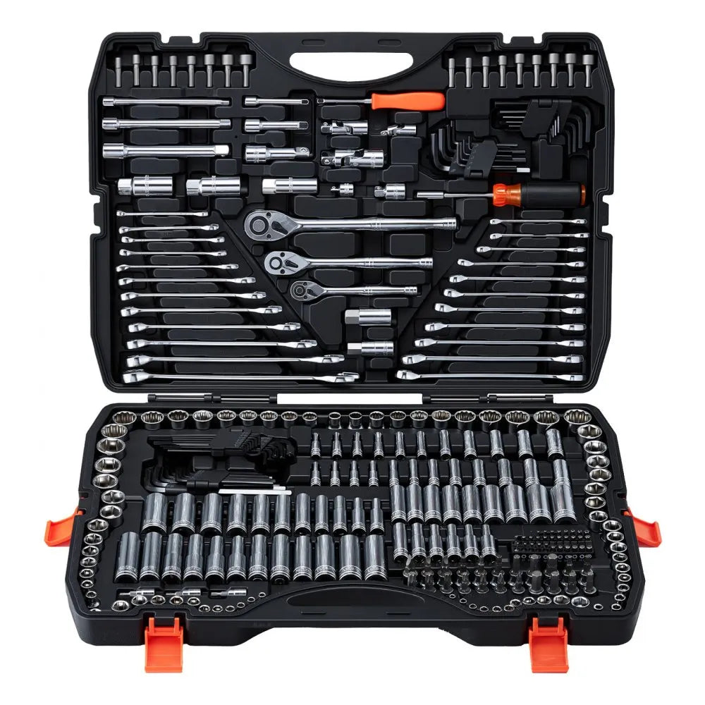 VEVOR 308-Piece Mechanic Tool Set, 1/4", 3/8" & 1/2" Drive SAE & Metric Socket and Wrench Kit