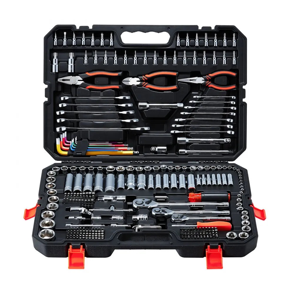 VEVOR 314-Piece Mechanics Tool Set, 1/4", 3/8" & 1/2" Drive Metric Socket and Wrench Kit