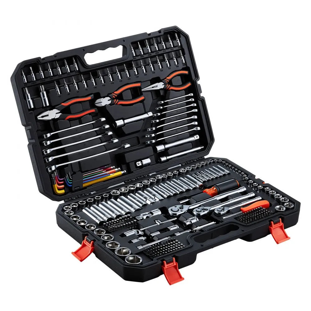 VEVOR 314-Piece Mechanics Tool Set, 1/4", 3/8" & 1/2" Drive Metric Socket and Wrench Kit