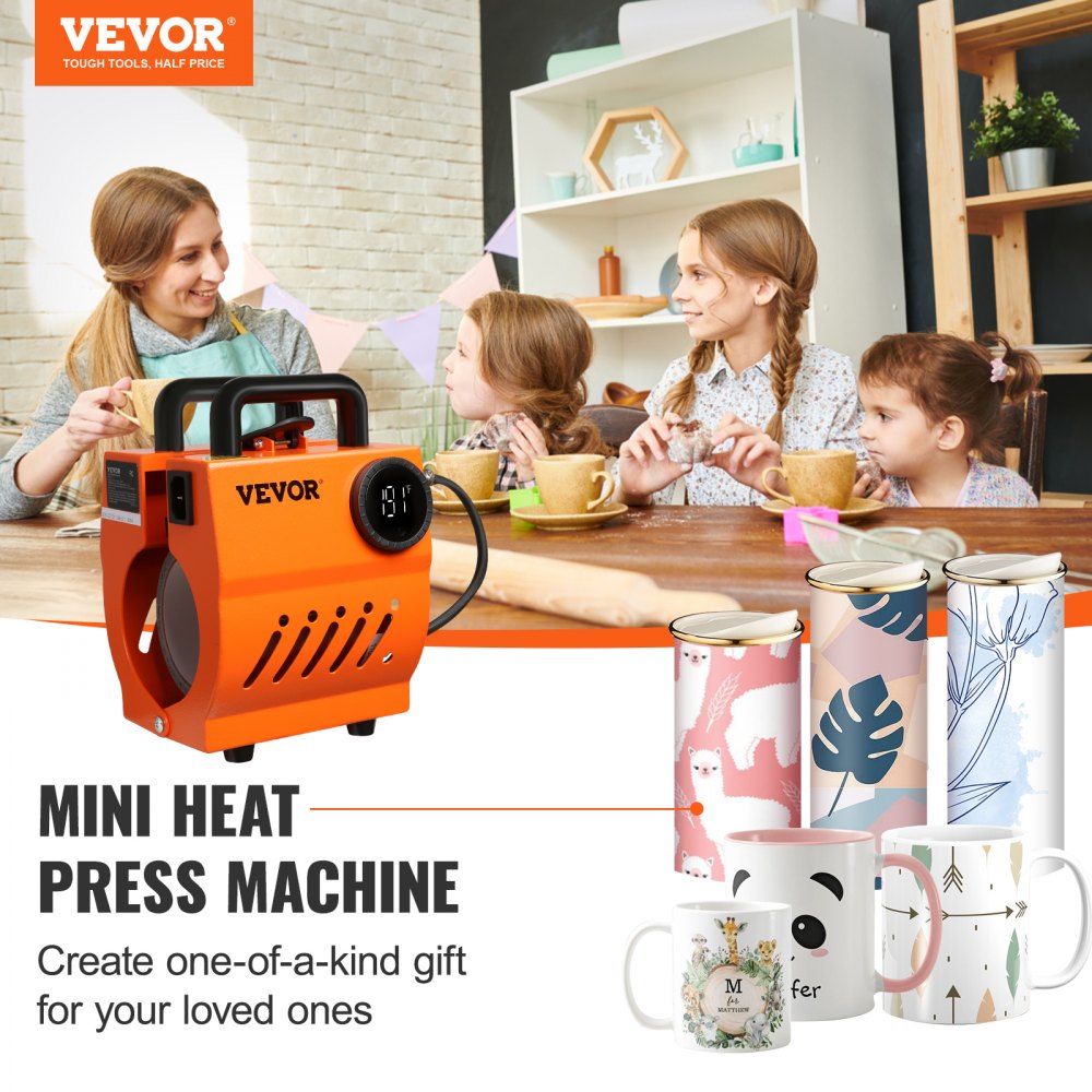 VEVOR Mug Heat Press Mini Cup Press Machine DIY Sublimation Blanks 11-15oz 