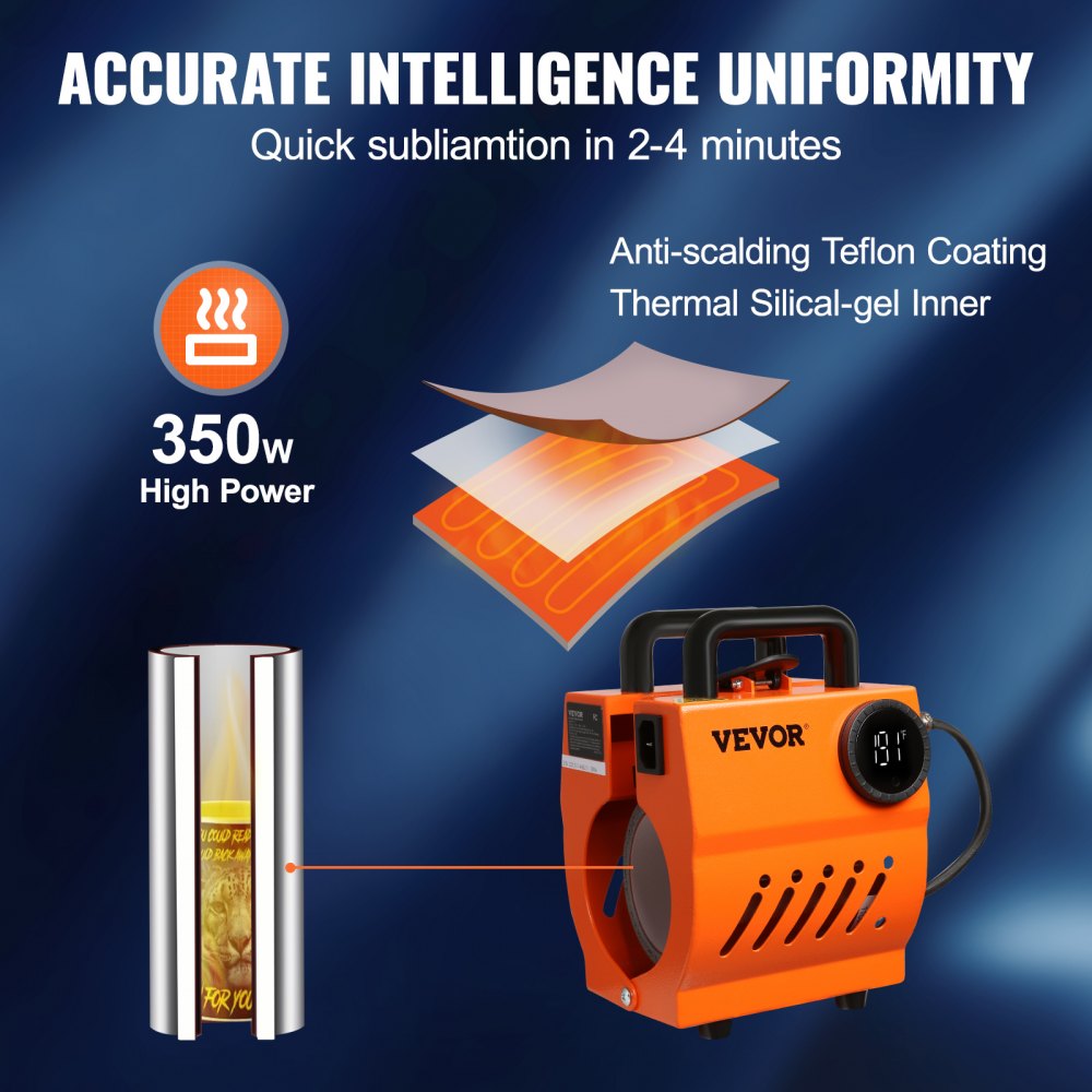 VEVOR Mug Heat Press Mini Cup Press Machine DIY Sublimation Blanks 11-15oz 